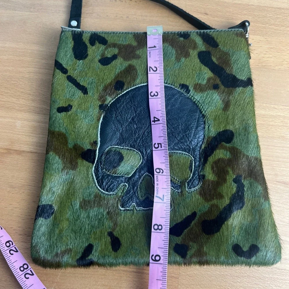 Leather Pony Hair Camo Skull Grunge Crossbody Bag Boho Y2k‎ 2000s